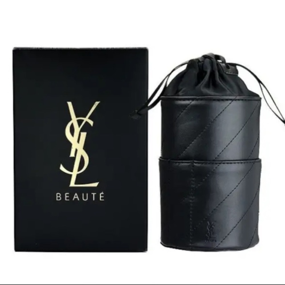 YSL Yves Saint Laurent Cosmetic Beaute Makeup Brush Kit Holder & Set of 3
